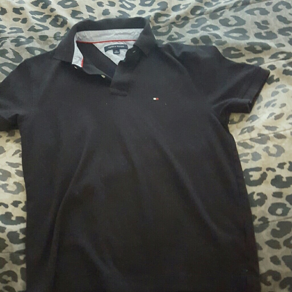 Black Tommy Hilfiger Collared T-shirt